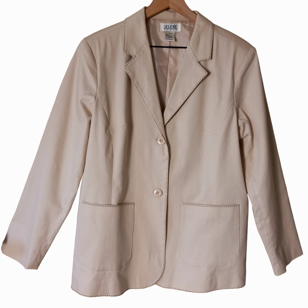 SELENE blazer beige size 12  with contrasting accent stitching